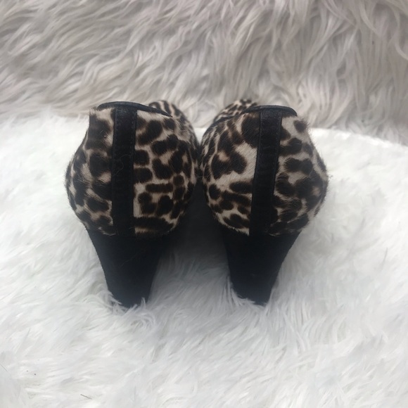 J Crew Leopard Animal Print Wedge Heels 7.5 - Picture 6 of 8